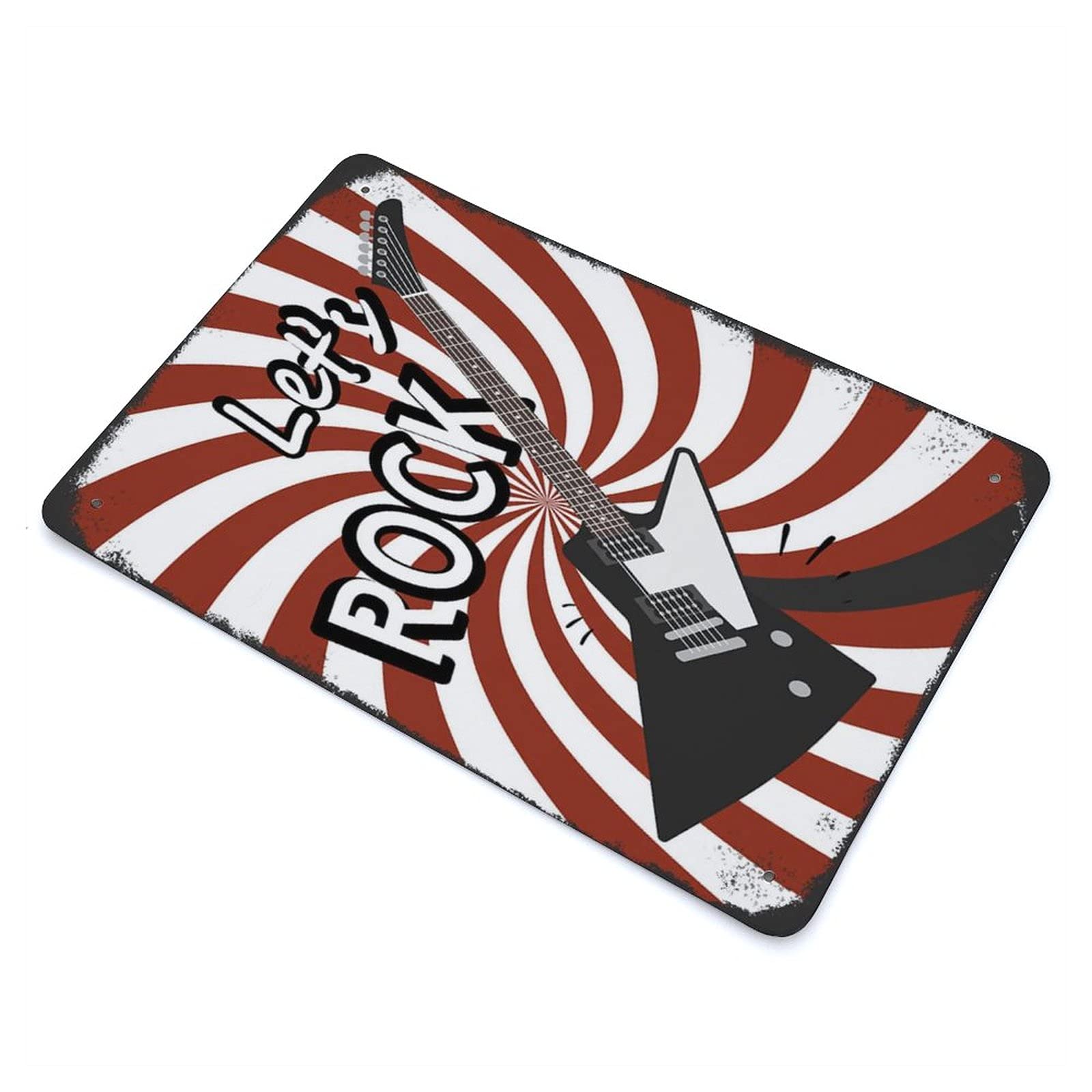 Targa Decorativa In Alluminio A Forma Di Chitarra – Scritta 'The Sun Is Coming' – Retrò, Per Casa, Bar, Garage – 30x40 Cm