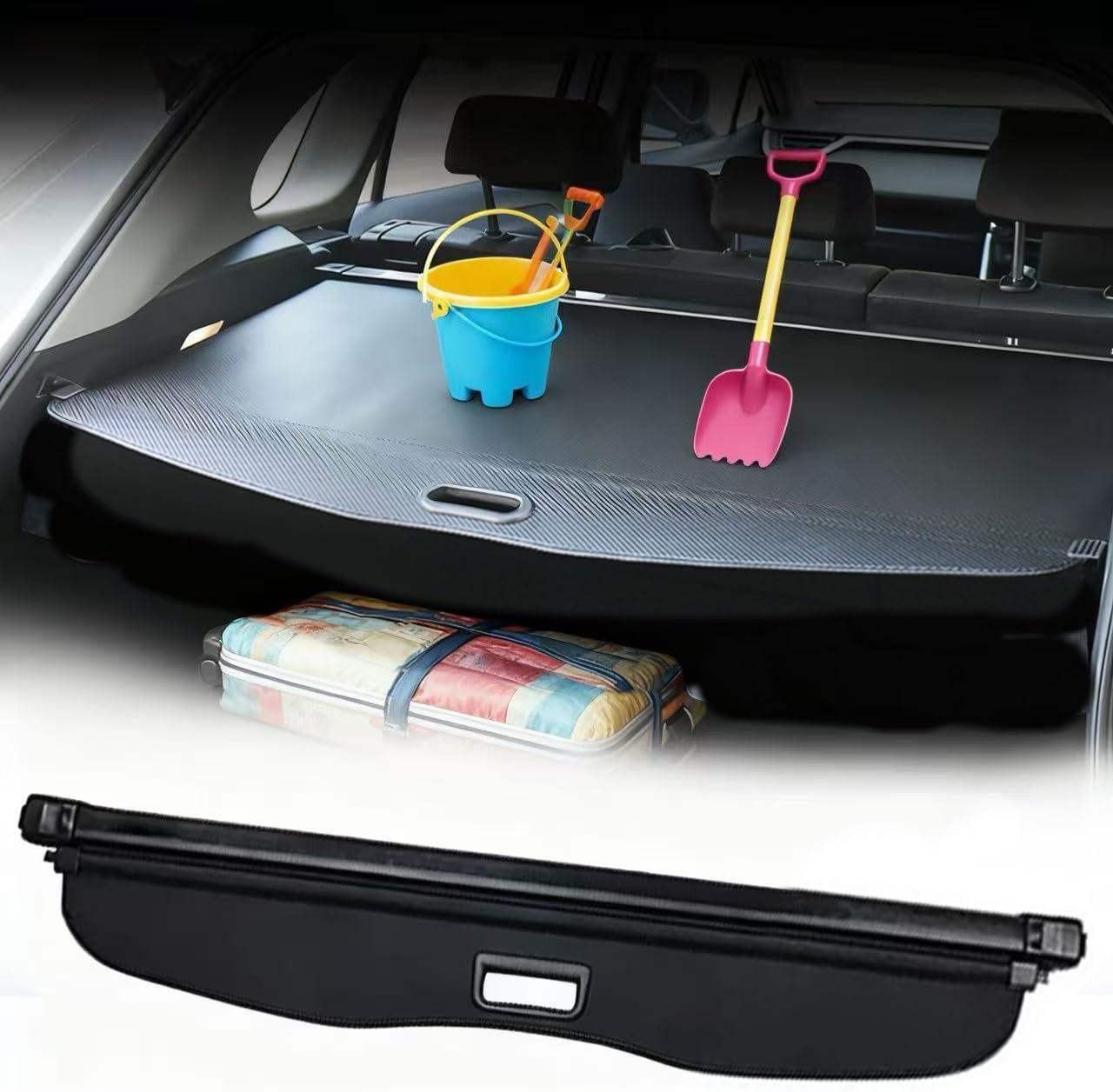 Retractable Trunk Cargo Shade for Benz GLE 2020-2025 | Trunk Cargo Cover & Luggage Security Shade | Easy Installation | Black Canvas Anti-Peeping Privacy Screen | Wet and Dry Separation Design