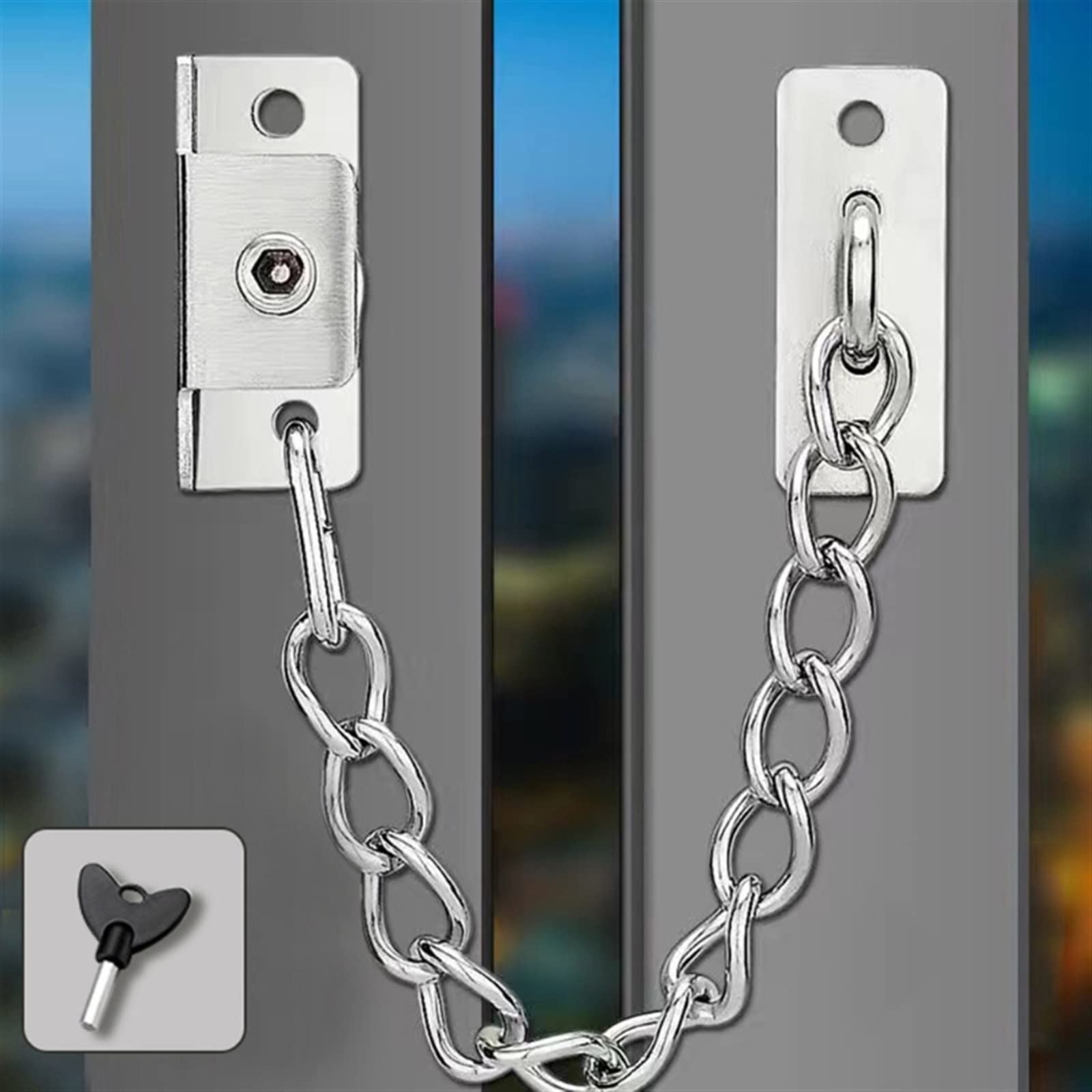 Cerrojo De Cadena Puerta Acero Inoxidable | Cadena de seguridad for puertas multicolor: for apartamentos, hoteles, oficinas(Silver)