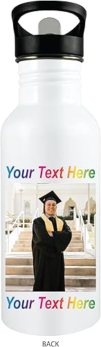 Miniatura 3 de Graduación: Botella de vaso personalizada para clase de 2024 - Añade cualquier texto, foto y/o logotipo – Acero inoxidable de 20 oz con tapa con
