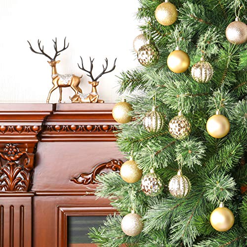 45Pcs 6Cm/2.36Inch Christmas Balls Glitter Christmas Tree Ornaments Hanging Christmas Home Decorations For Home House Bar Party(Platinum/Gold) #TOP4