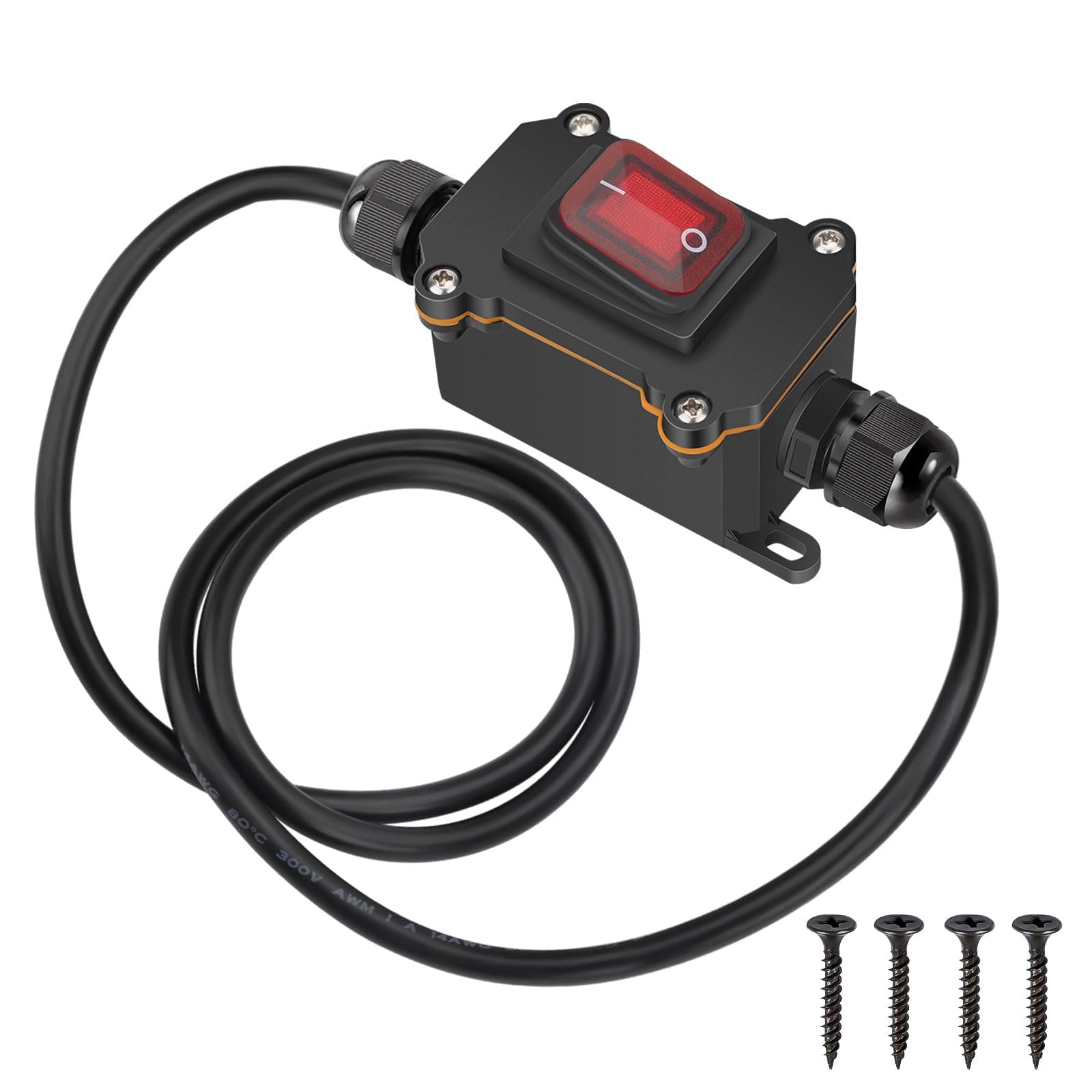 Y1120 gfc GOT6-200 NA ASH アウトレット Linkstyle Inline Cord Switch, 12V DC 20A 4 Pin DPST On Off