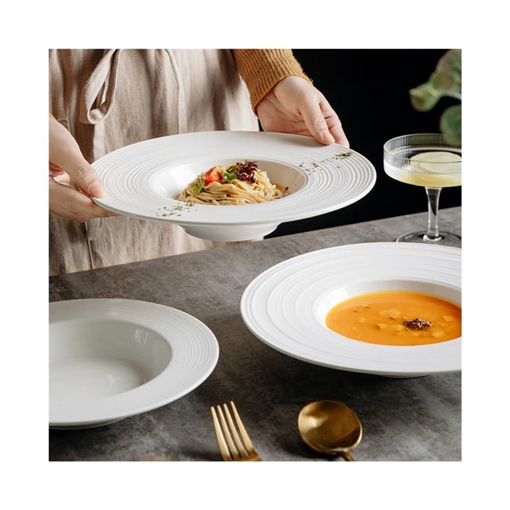 Platos para la cena, Plato de espagueti de cerámica, platillo volador, sombrero de paja, cuenco, plato de espagueti, plato de sopa occidental, vajilla for restaurante occidental Juego de vajilla(9inch
