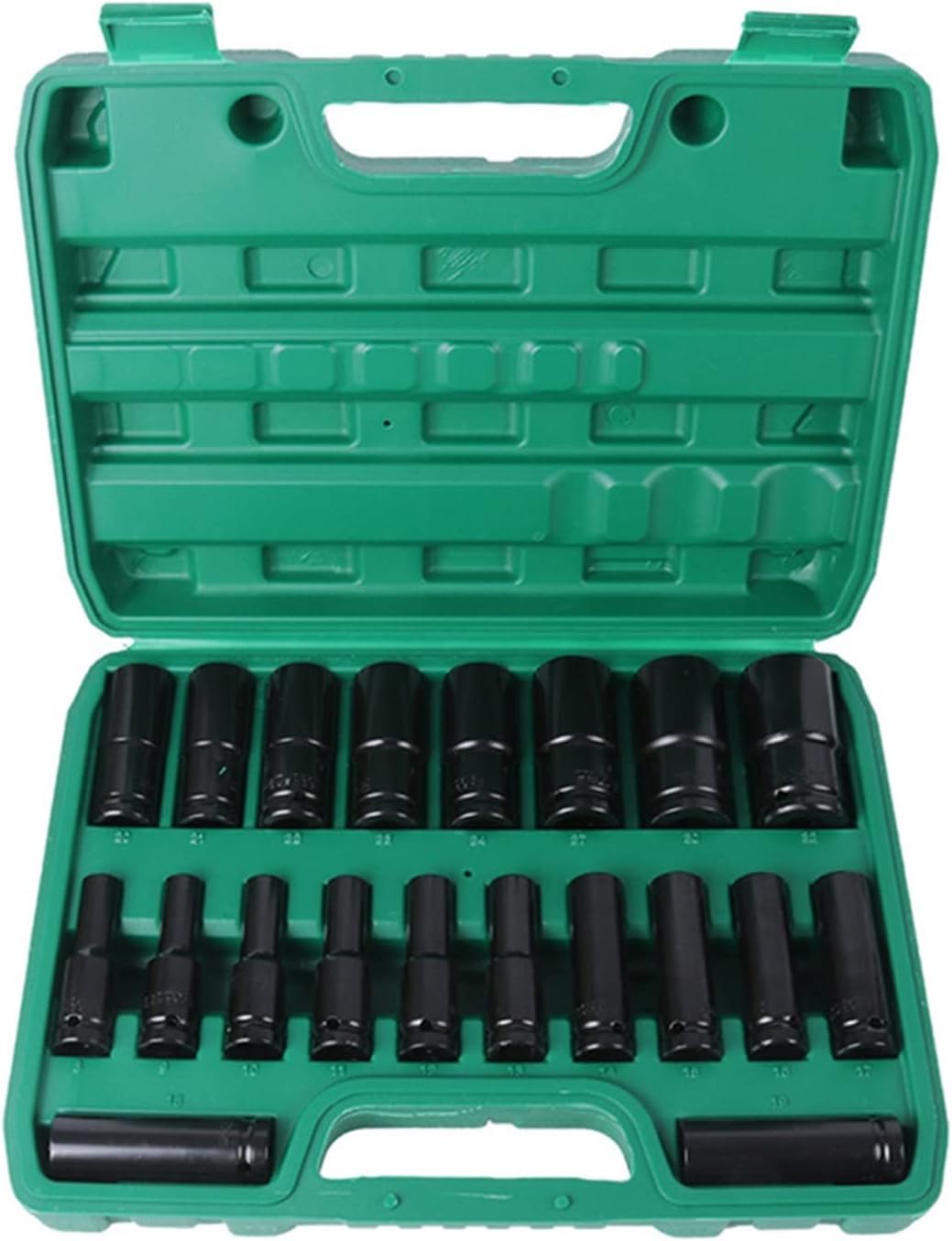 Set 20PZ Bussole ad impatto Esagonali con Attacco da 1/2" Prolungate 80mm Acciaio Rinforzato 8-32 mm Kit Professionale per Avvitatore Cricchetto Officina Auto Moto Fai da Te
