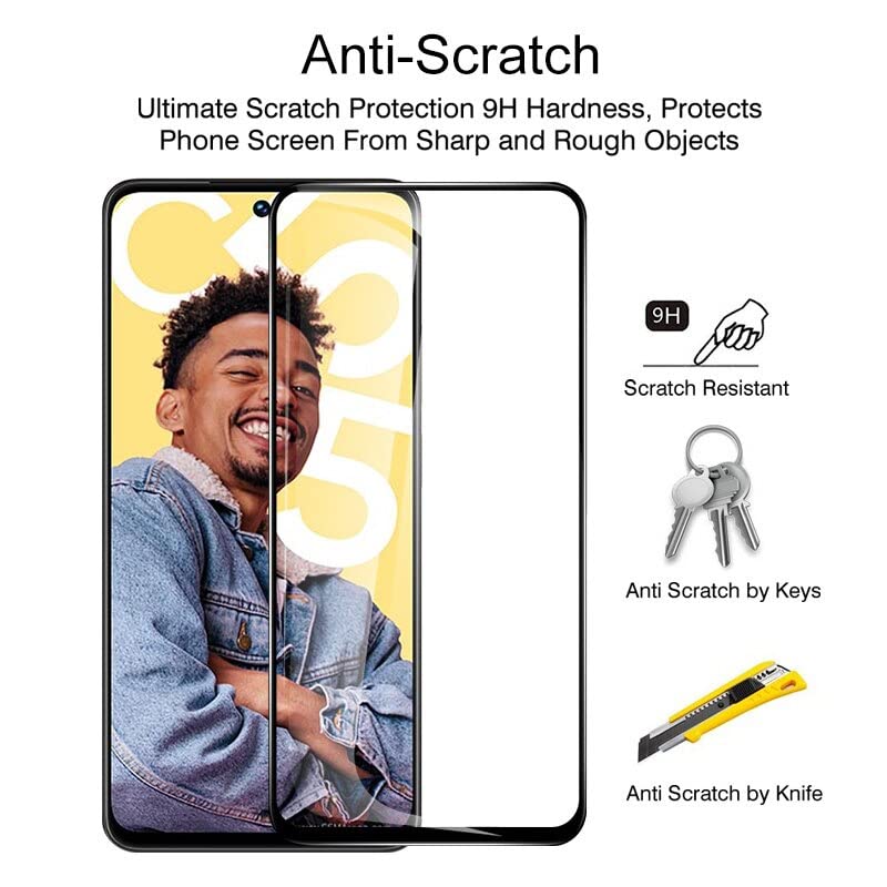 Image of Casodon 5D Tempered Glass Screen Protector for Realme C55 (Black) Full Screen Protector with Easy Installation Kit