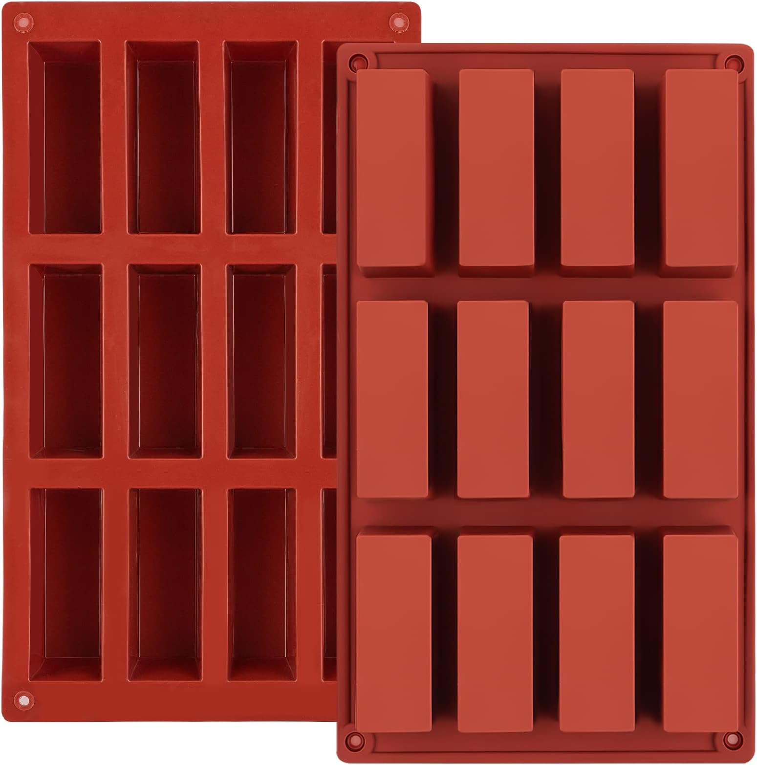 JOERSH 2pcs Granola Bar Mold Rectangle Silicone Candy Bar Mold Deep for Baking Chocolate Energy Bars/Protein/Nutrition/Cereal Bars/Cheesecake/12-Cavity Butter Mould