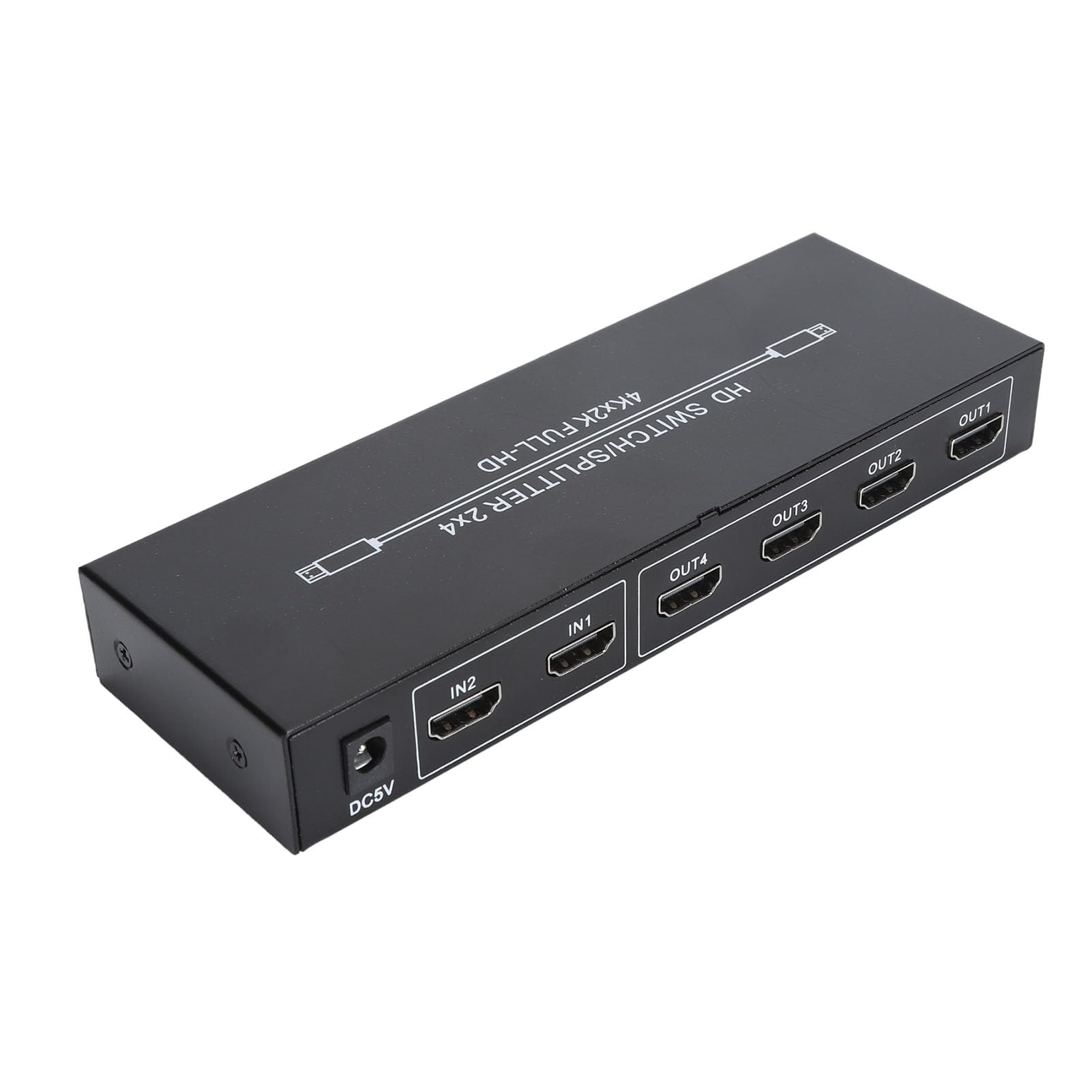 Annadue Divisor de Interfaz Multimedia HD, Conmutador 4K HD, Opciones de Monitoreo de Computadora, Control Remoto de Video 2 en 4 Salidas, para Monitores, Televisores, Proyectores de 100