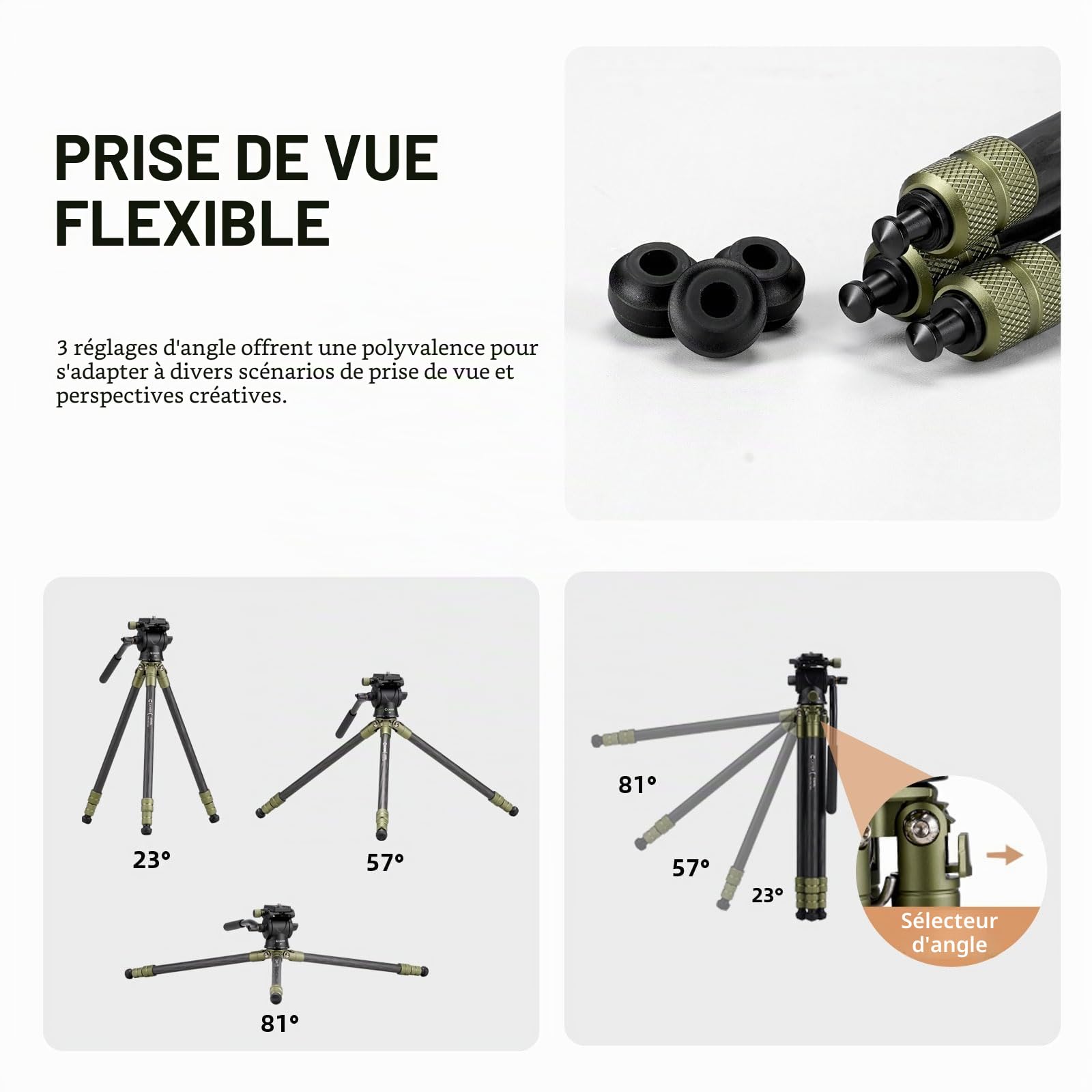 Cayer CH10L Trépied en Fibre de Carbone avec rotule Miniature S1, trépied de Bureau Compact 28", pour appareils Photo sans Miroir, caméscope, téléphone Portable, Webcam