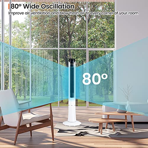 Tangkula 48-Inch Tower Fan With Remote Control, Quiet Bladeless Tower Fan W/ 3 Speeds, 3 Modes, 1-15H Timer & Led Display, 80° Oscillating Floor Standing Fan, Portable Circulating Fan For Home Office #TOP6