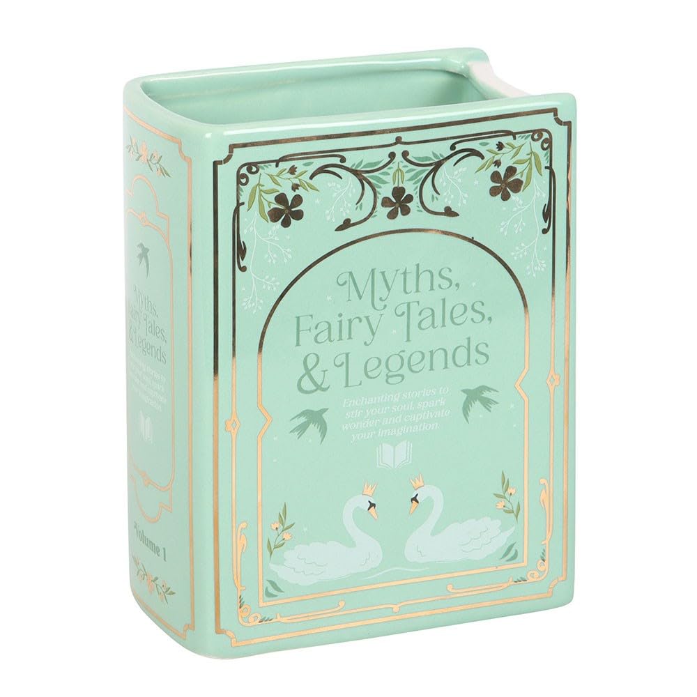 Kingsbury Gifts Green/Gold Myths & Fairy Tales Ceramic Book Flower Vase