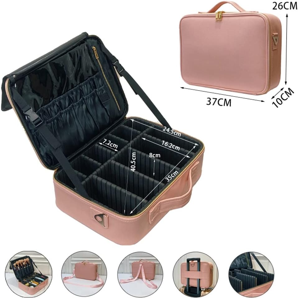 Cosmetic Case For Women Professional Waterproof PU Leather Large Capacity Storage Travel Toiletry Makeup Bag image 2