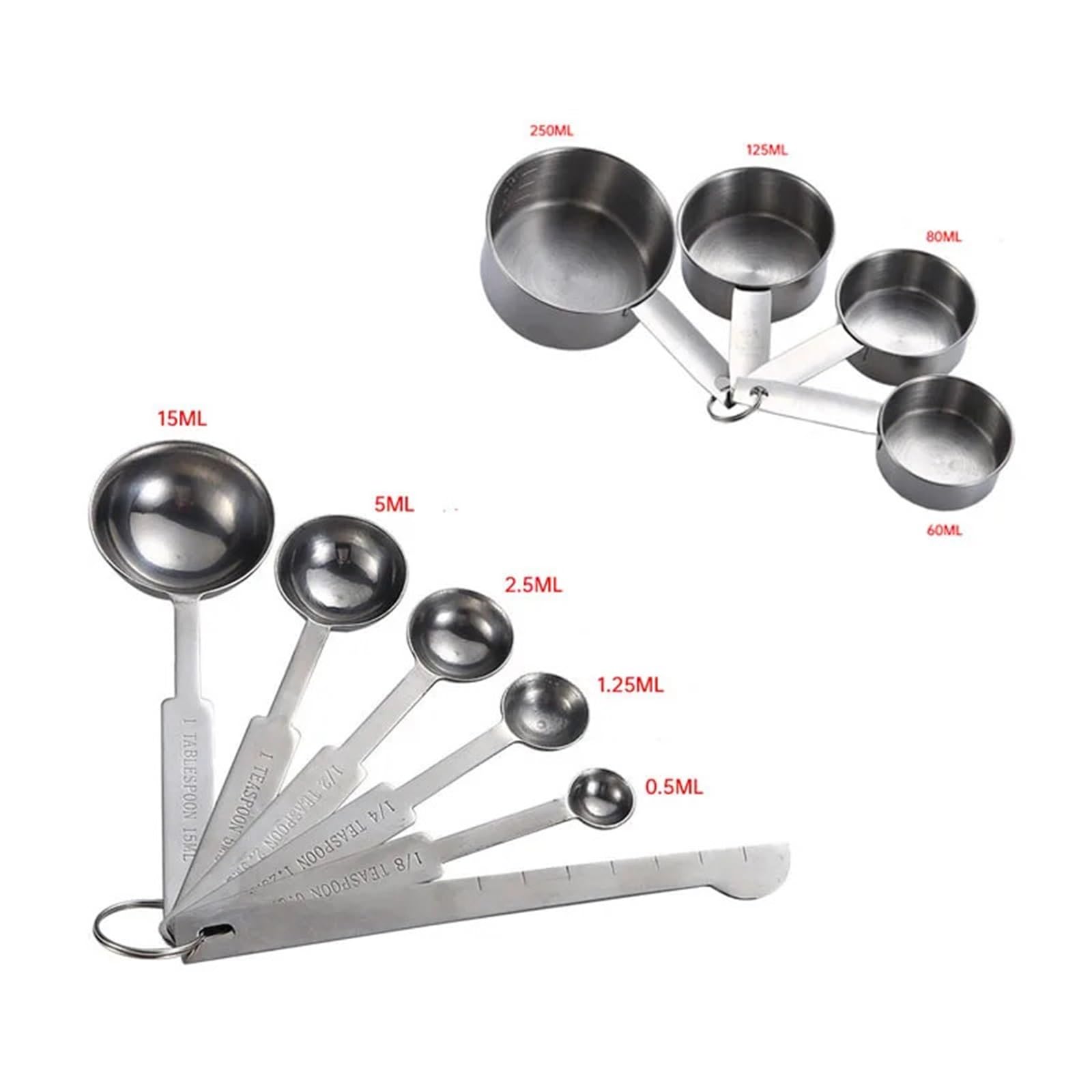 Messbecher, stapelbares Küchen-Messlöffel-Set | Set aus Messbechern und Löffeln aus Edelstahl