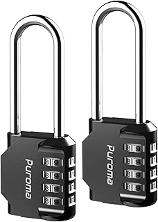 Puroma 2 Pack Combination Lock 4 Digit Padlock for School Gym Locker, Sports Locker, Fence, Toolbox, Case, Hasp Storage (Black) - coolthings.us