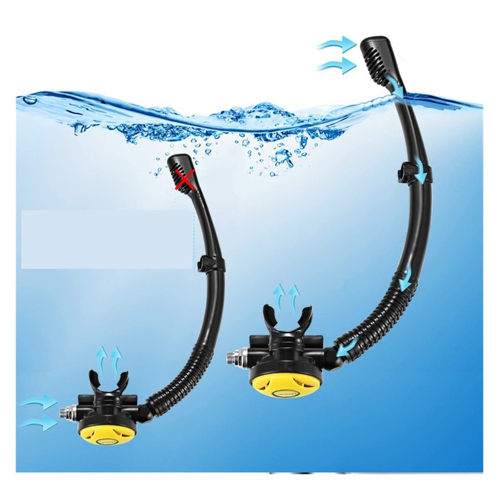 Unterwasseratmung Schnorchel-Unterwassertauch-Rebreather-Tauchgerät, Tragbare Tiefschnorchelausrüstung Ultrahohe Stabilität(Blackhead in Yellow Bottle)