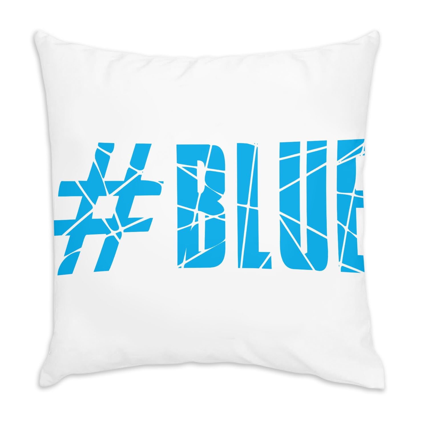 Coussin en velours blanc Hashtag Blue déco chic 40x40 cm