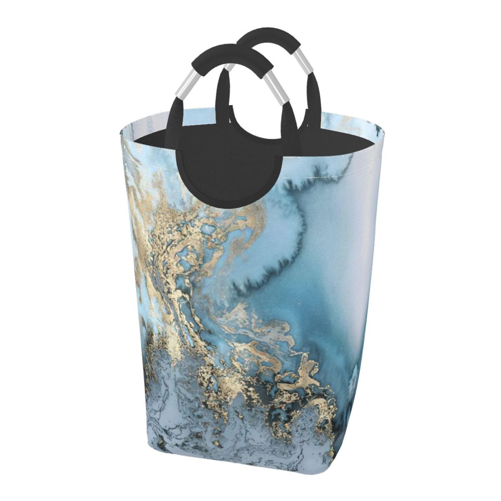 Marble Print Laundry Hamper Collapsible Baskets With Handle Dirty Clothes Hamper Bag For Dorm Family Bathroom Decor Storage ﻿