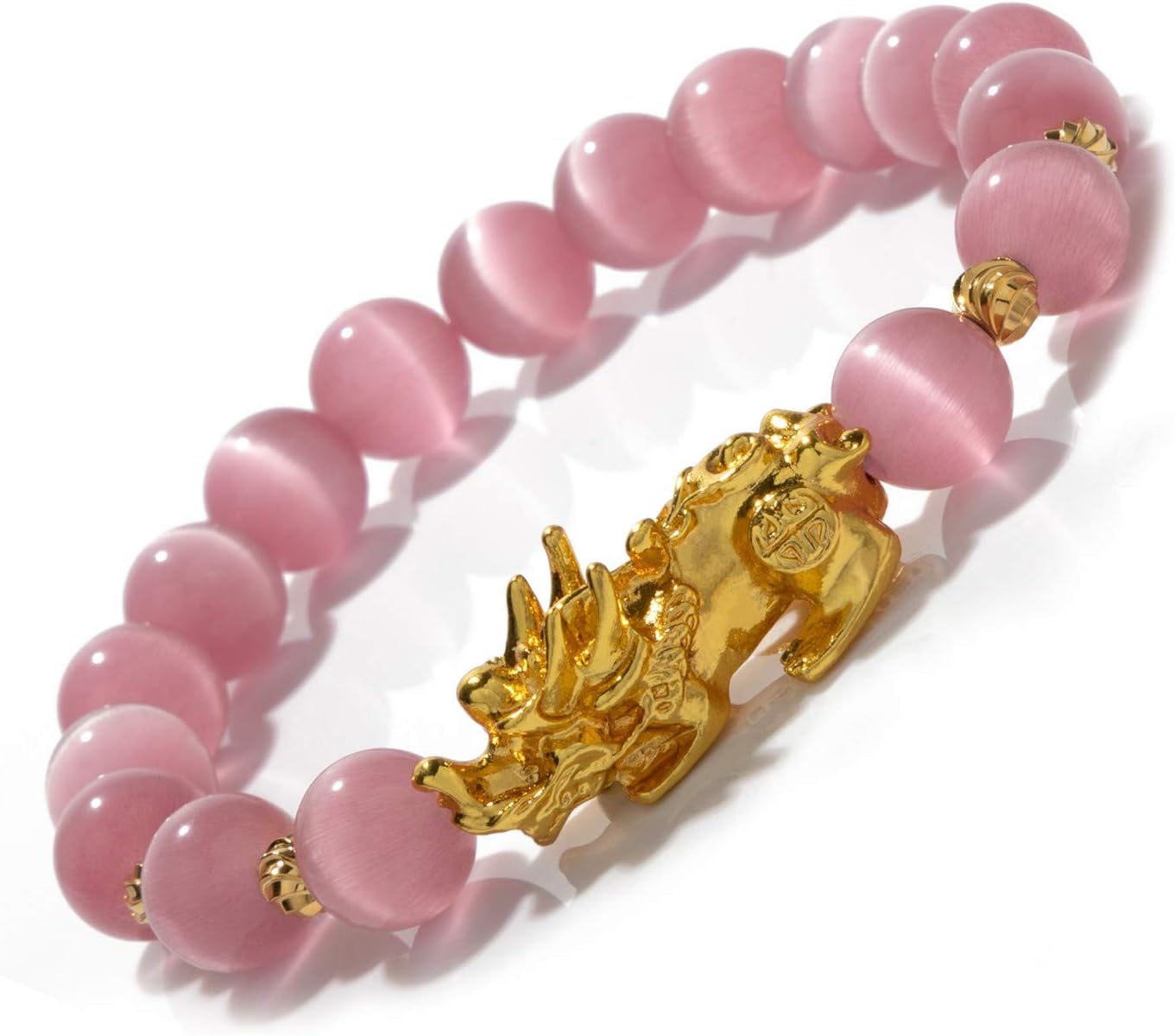 Fengshui Porsperity Jade Bracelet Lucky Charm Feng Shui Black Obsidian Wealth Bracelet Gift for Men Women with Gold Plated Pi Xiu Pi Yao Attract Wealth Good Luck(Green)