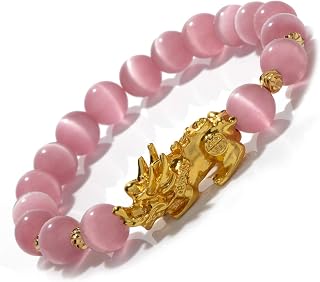 Feng Shui Bracelet for Women Natural Tiger Eye Bracelet 18k Gold Plated Pixiu Bracelet Yoga Mala Beads Good Luck Friendship Bracelets for Women