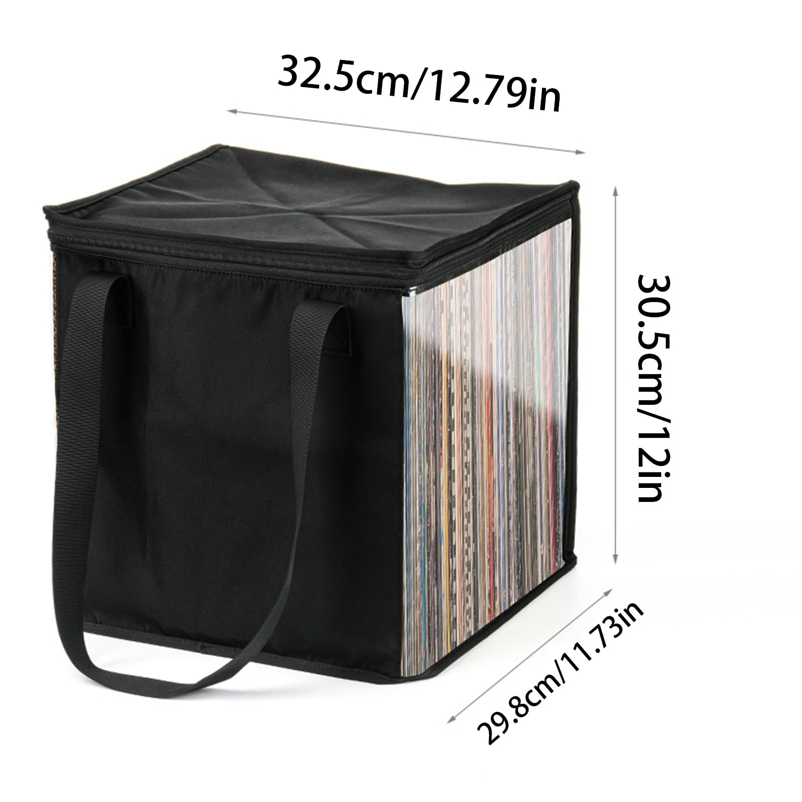 Borsa per Trasporto di Dischi in Vinile, Custodia Portatile per Dischi in Vinile, Organizer per Dischi con Coperchio Scatola Porta Raccolta per Contenere Fino A 50 Dischi LP