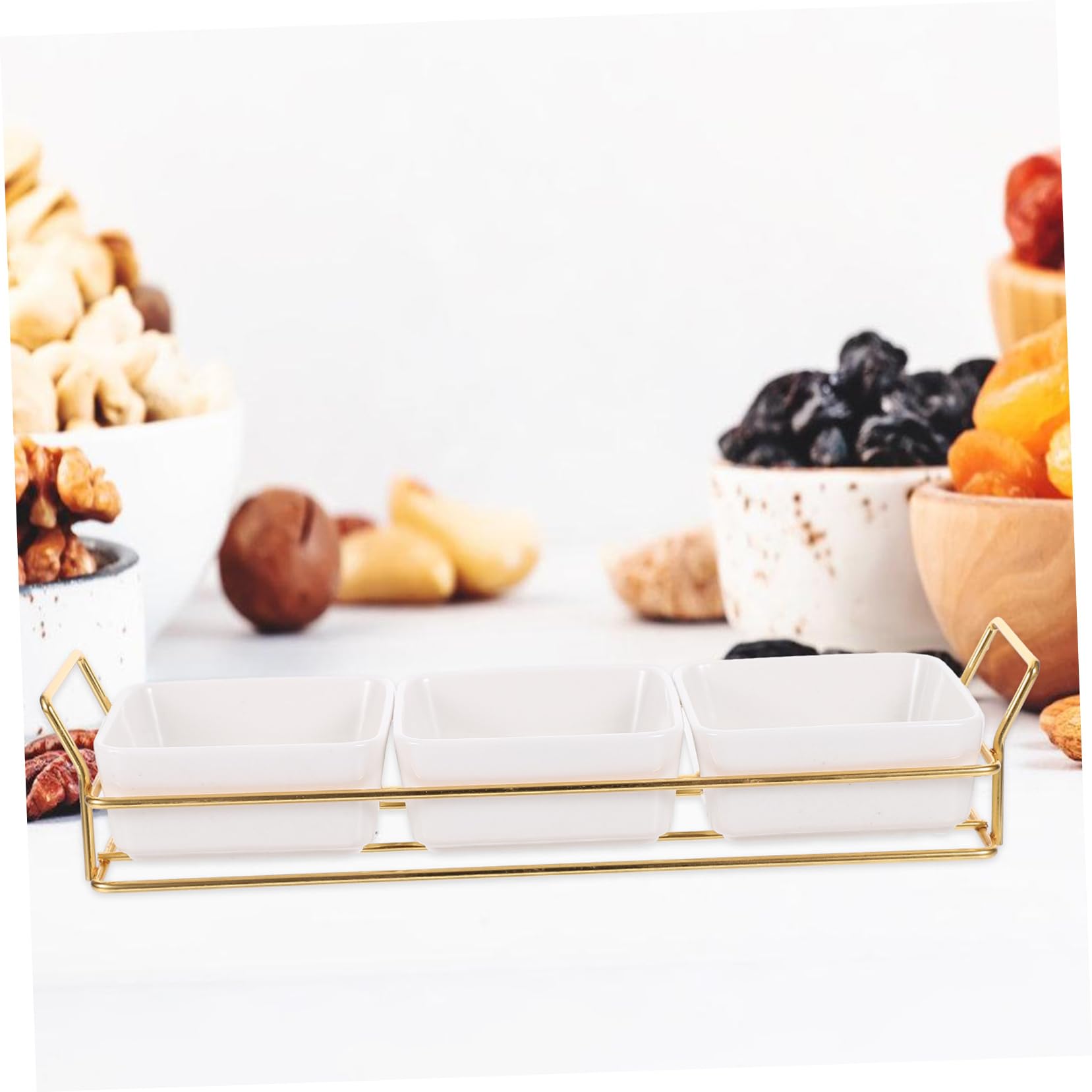 ABOOFAN Vassoio Porta Frutta Secca in Ferro e Ceramica con Design Elegante, Stabile e Funzionale per Cucina e Casa, Set per Snack e Dolci