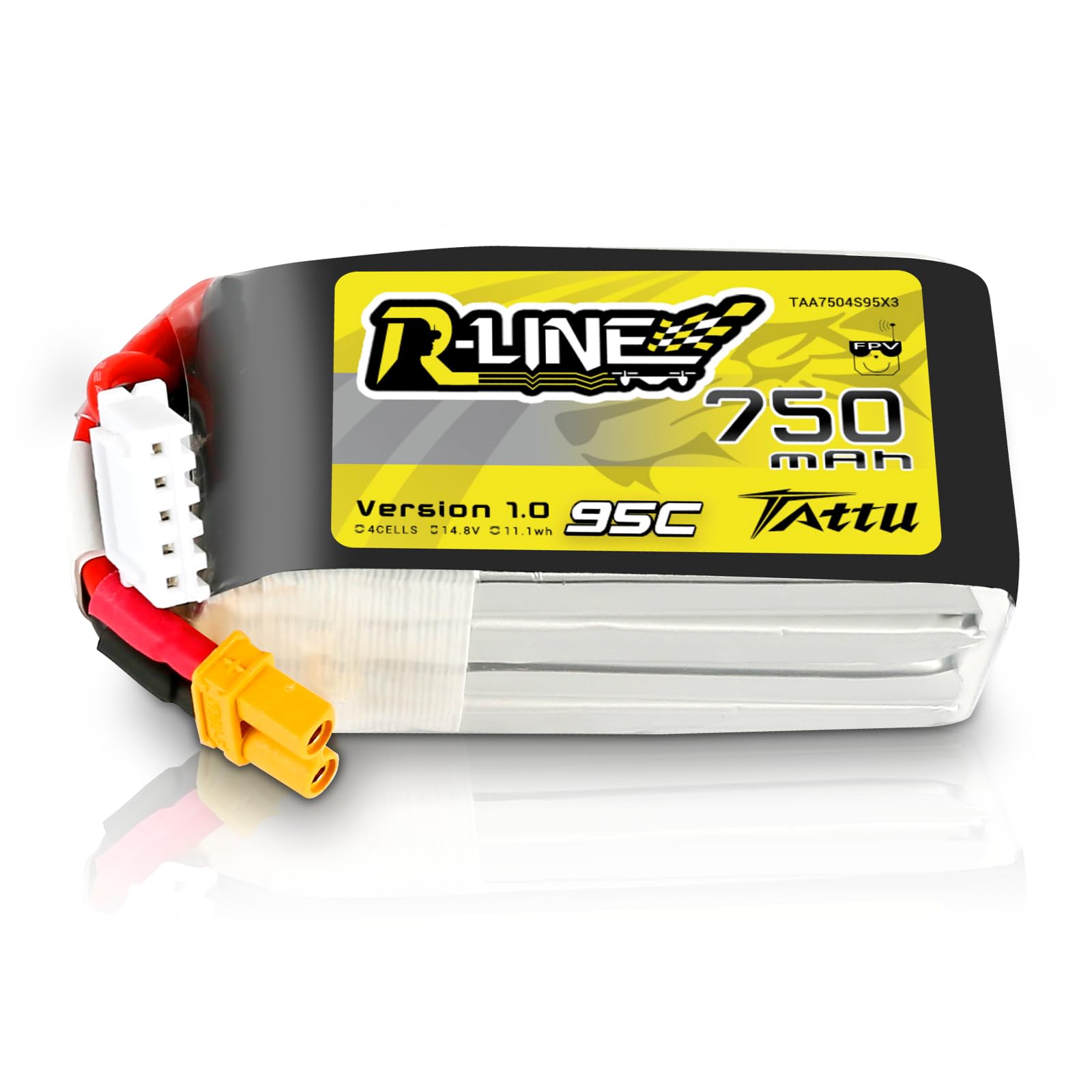 TATTU 4S 750 mAh 14,8 V 95C 4S1P Lipo akumulator z wtyczką XT30 do FPV Racing Quadrocopter 100 180 rozmiar