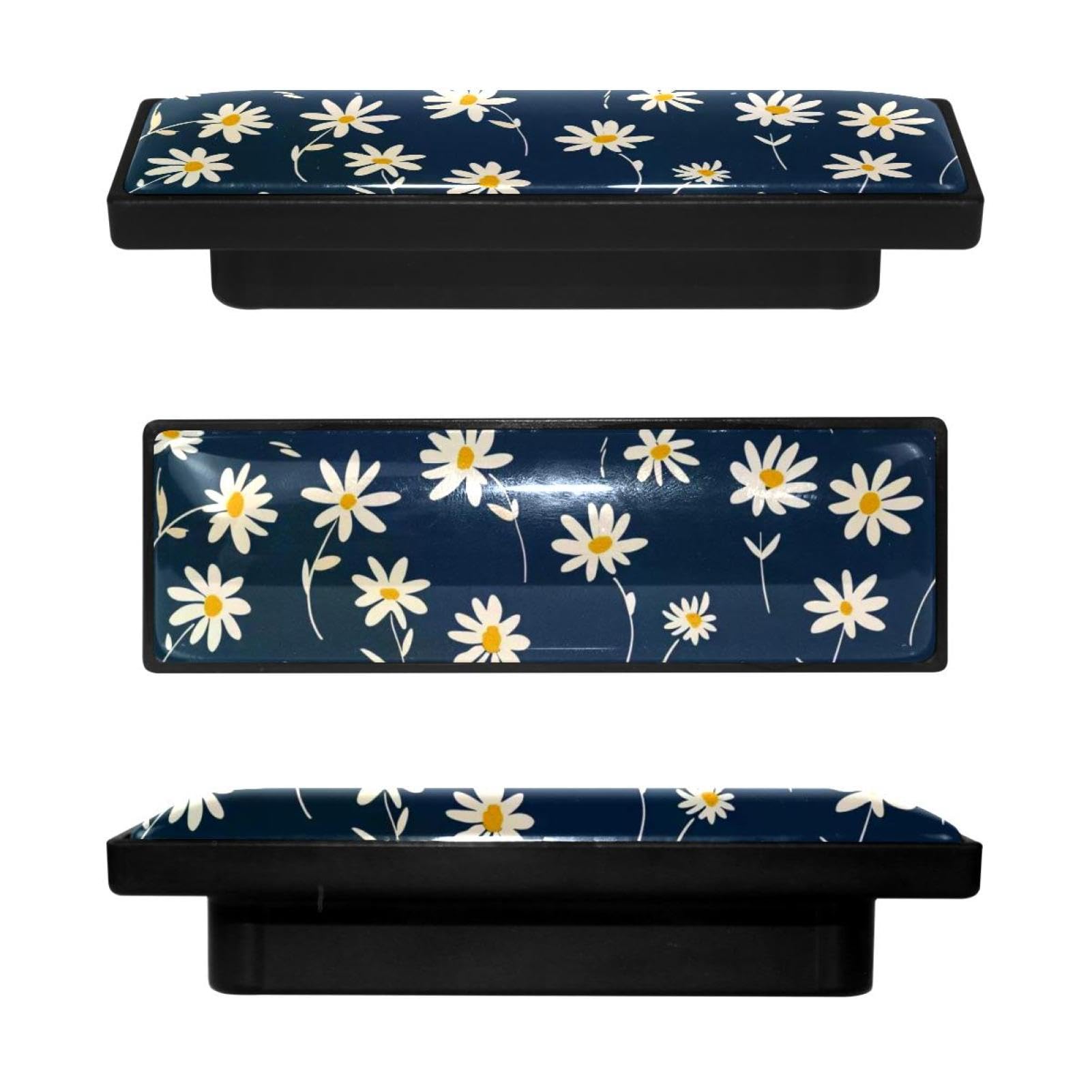 Boutons de placard de cuisine géométriques imprimé marguerites haut de gamme