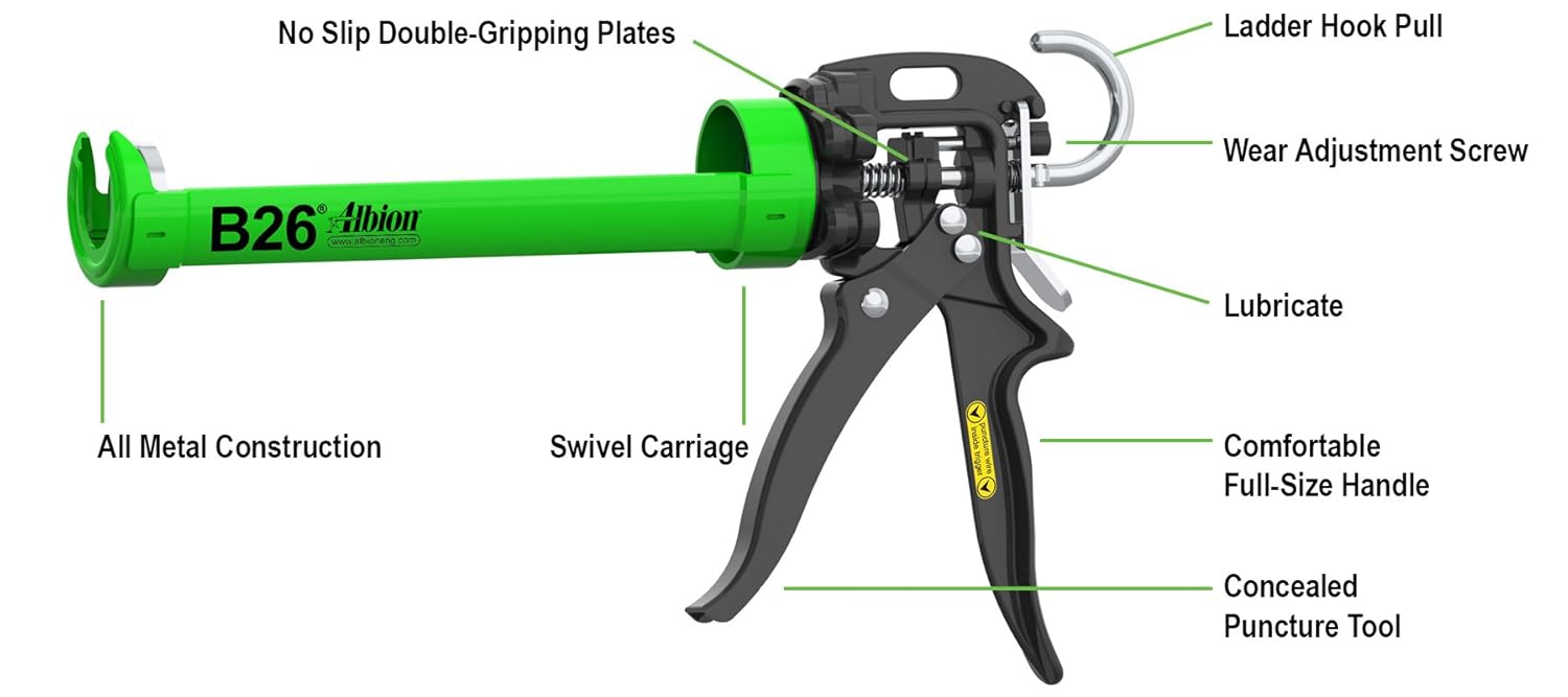 Albion Engineering Company B26 B-Line Manual Cartridge Caulking Gun, 1/10 Gallon (10 oz), 26:1 Drive: Hand Caulking Guns: Tools & Home Improvement