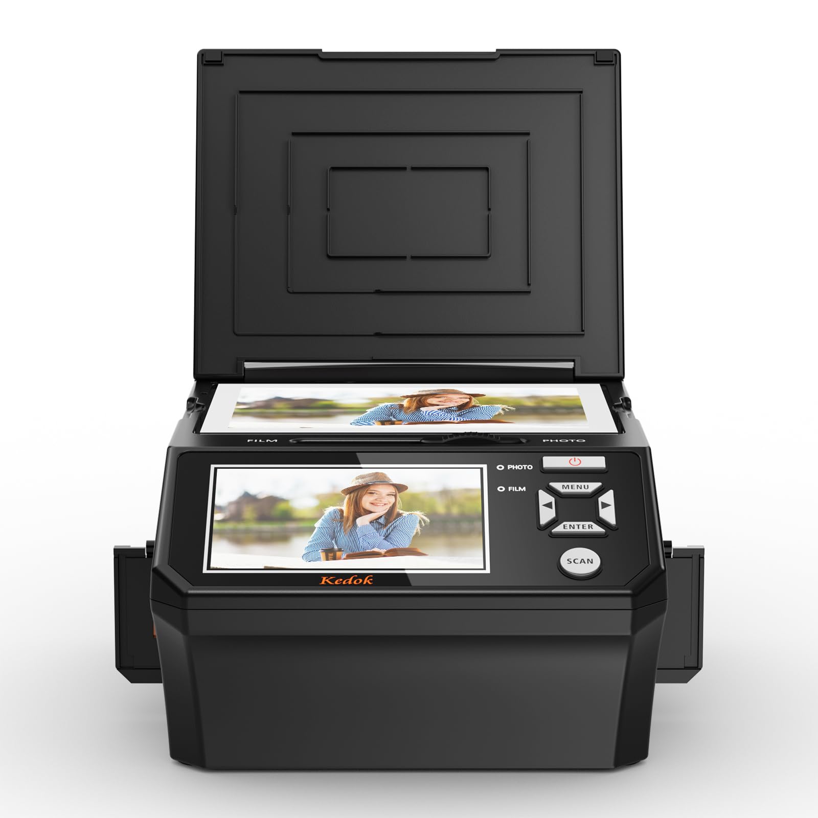 Scanner multi-photos pour photos, diapositives et négatifs, scanner photo à numériser avec grand écran LCD de 5, convertir 35 mm, 110 films/photo/carte de visite en JPEG numérique 22 MP