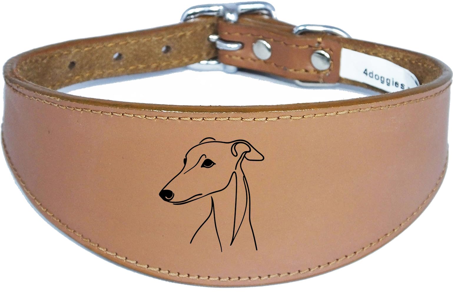 Sighthound Leather Collar, Wide, Padded, Handmade for Whippet and Greyhound, NL10 — image 1