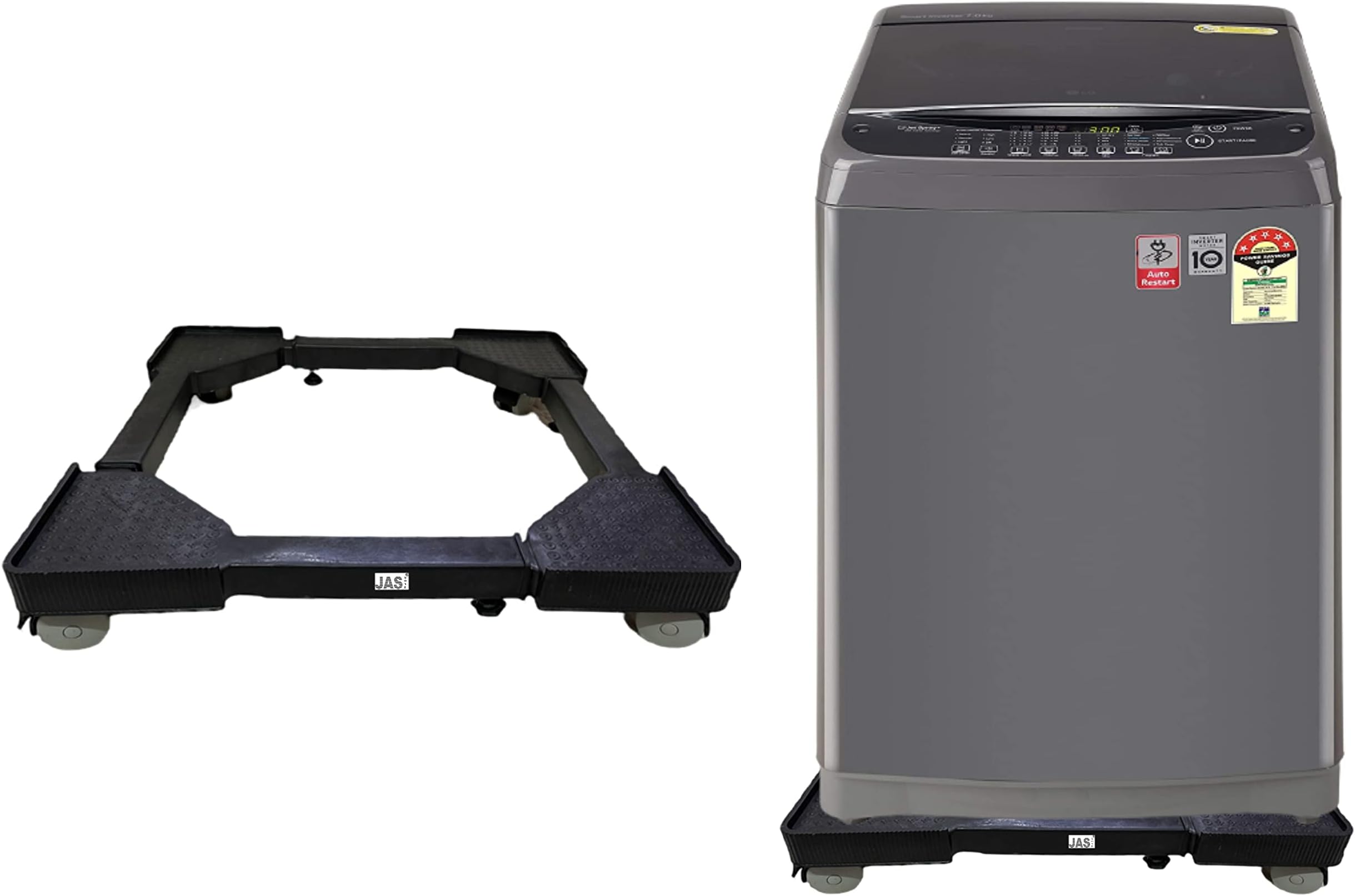 JASDONE ® Heavy Duty Adjustable Top Load Washing Machine Stand Trolley Compatible for LG 6kg, 6.5kg, 7kg, 7.5kg, 8kg,9kg, 10kg Water Proof (Suitable for TOPLOAD Washing Machine only)