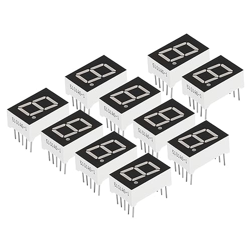 PATIKIL Tubo digital con pantalla LED, paquete de 10 unidades de 7 segmentos, 10 pines, 1 broca, 0.5 x 0.7 x 0.3 pulgadas, cátodo común de 2.1 V,