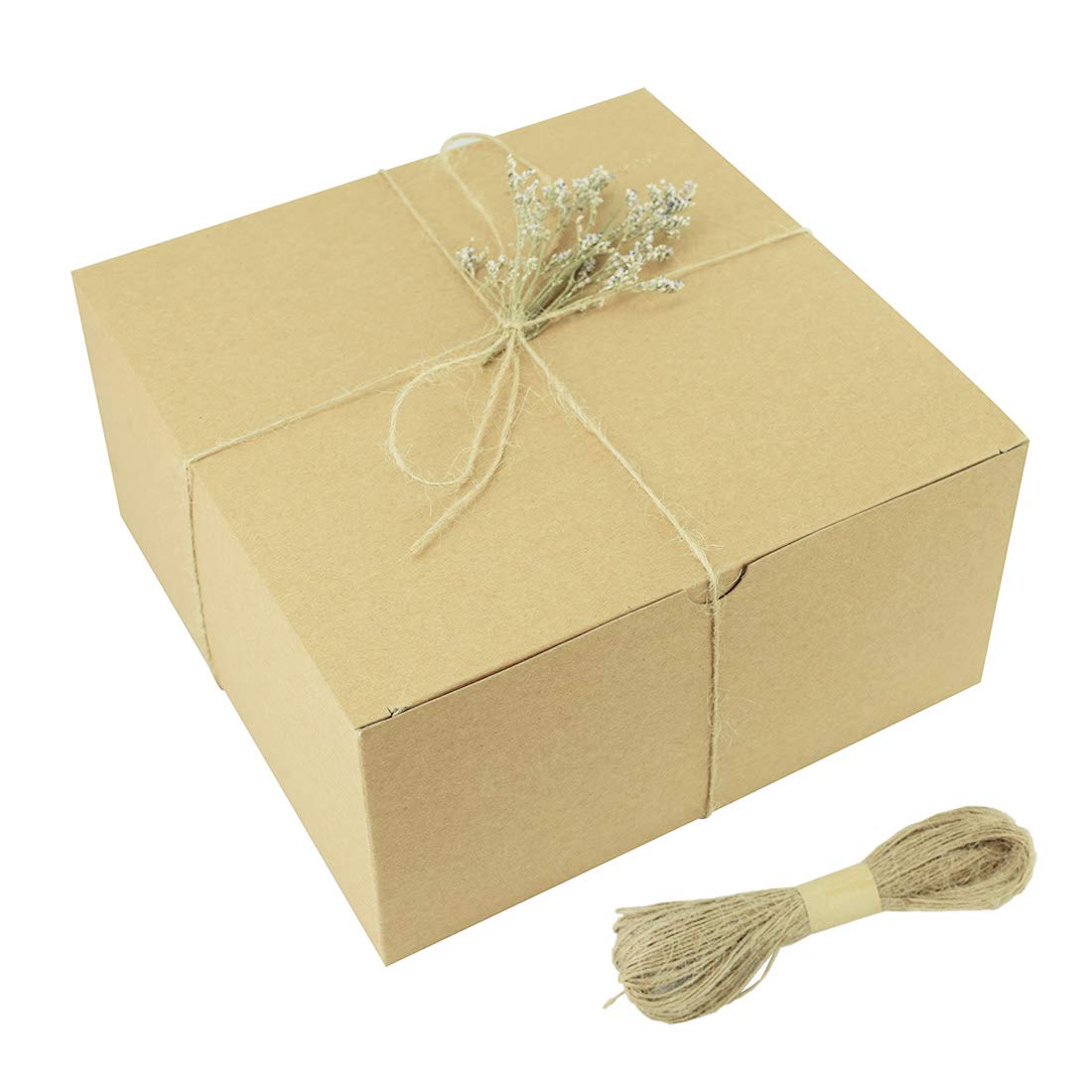 Buy FOONEA Brown Gift Boxes Kraft Boxes 15 Pack 8x8x4 Inch with 66 Feet