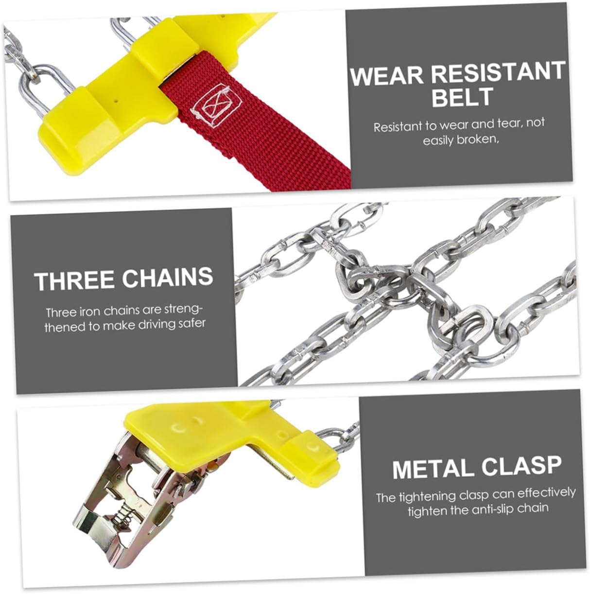 2pcs Car Tire Traction Chains Anti-skid Snow Roadway Safety Chains for SUV Passenger Vehicle Emergency Off-road Use Non-slip Protection in Mud Ice Sand Random Color