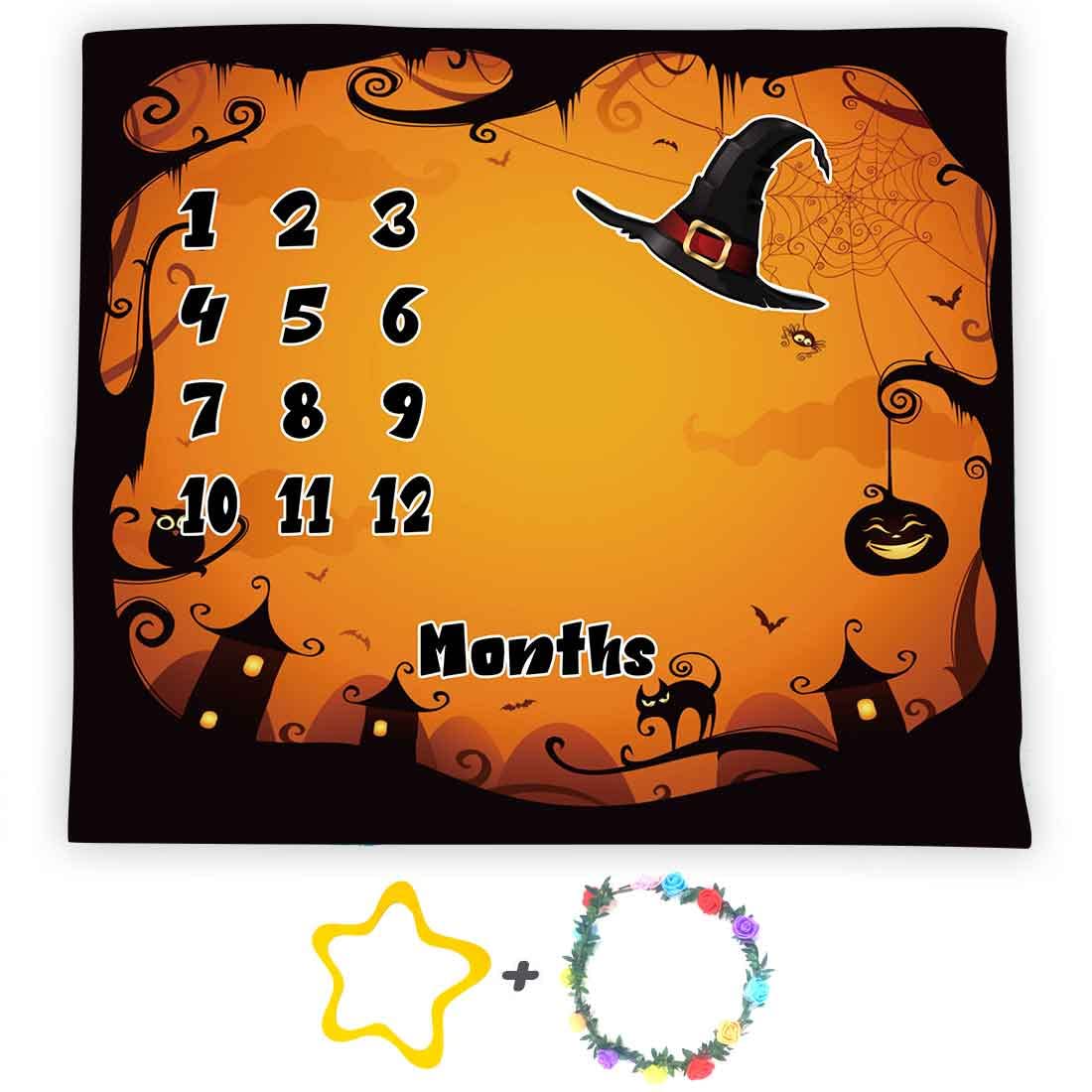 Bats Baby Monthly Milestone Blanket, 48x40in, Soft Flannel