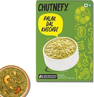 Chutnefy Palak Dal Khichdi (Loaded with Spinach, Ghee and Nuts) | 1.8oz (Dry) | Serves 1 - 2 (Add Hot Water to Make 7.8 oz) | Ready to Eat Instant Meal | No Cooking Needed | No Artificial Ingredients
