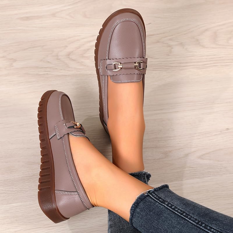 Image of Loafers for Women Business Casual Shoes Comfortable & Lightweight Round Toe Penny Dressy Slip On Work Flats