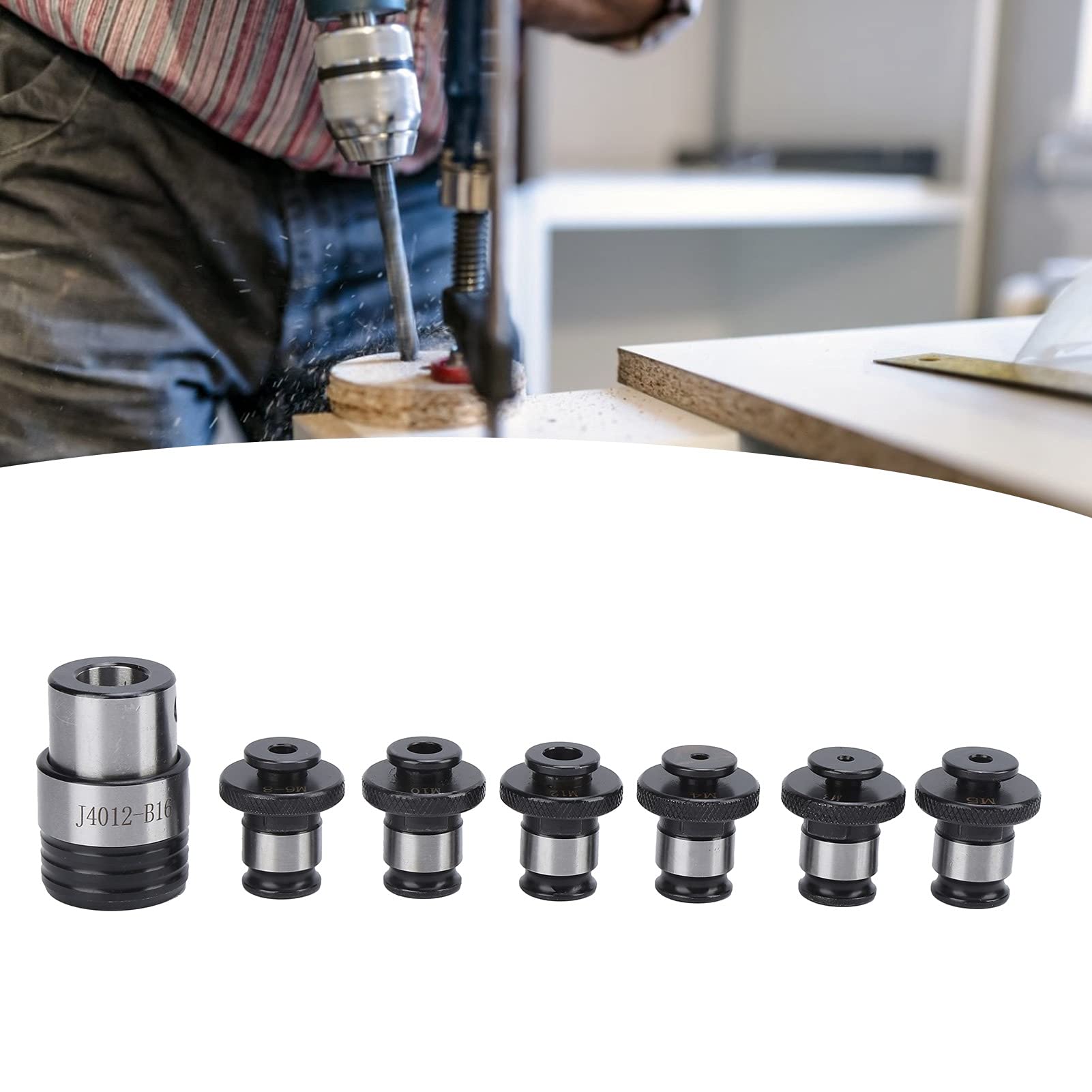 Juego de mandril de roscar de cambio rápido Material de aleación Portaherramientas de macho de roscar de alta precisión con múltiples vasos para taladrar M3 M4 M5 M6 M8 M10 M12