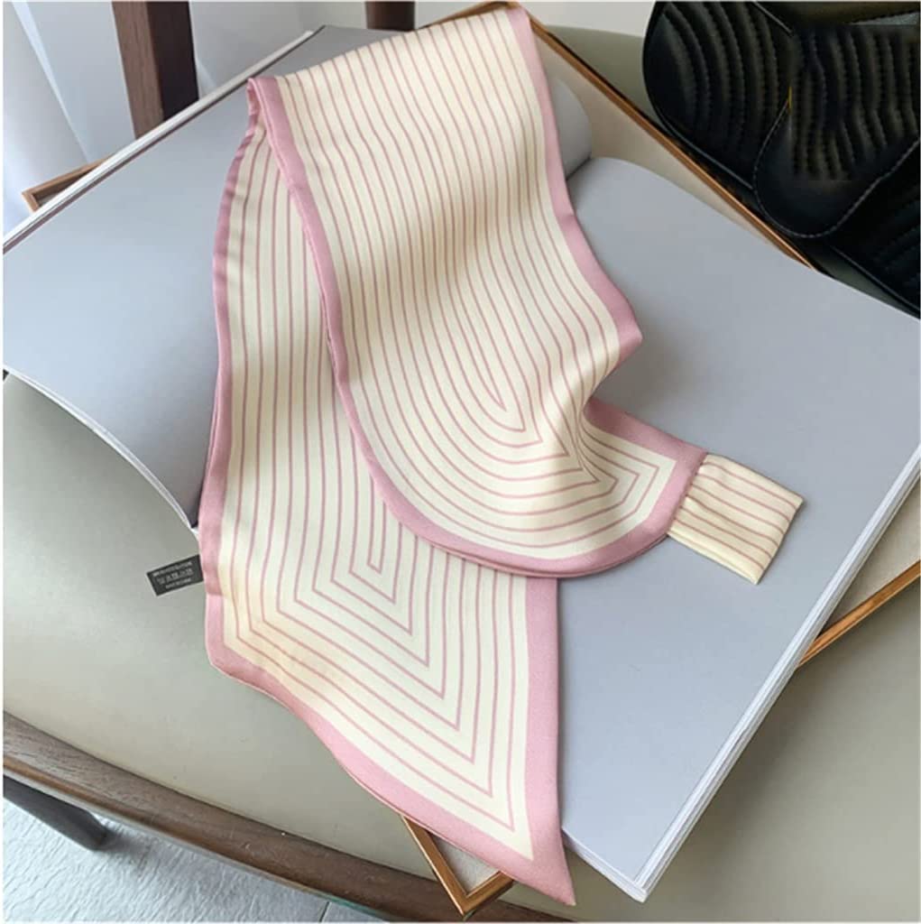Bufanda de Mujer Pañuelo Cuadrado Corbata de Pelo Estampado Pañuelo de Seda Satinada Pañuelo de Cabeza para Mujer Pañuelo de Seda de Tira Larga pequeña (A 15 * 70CM)