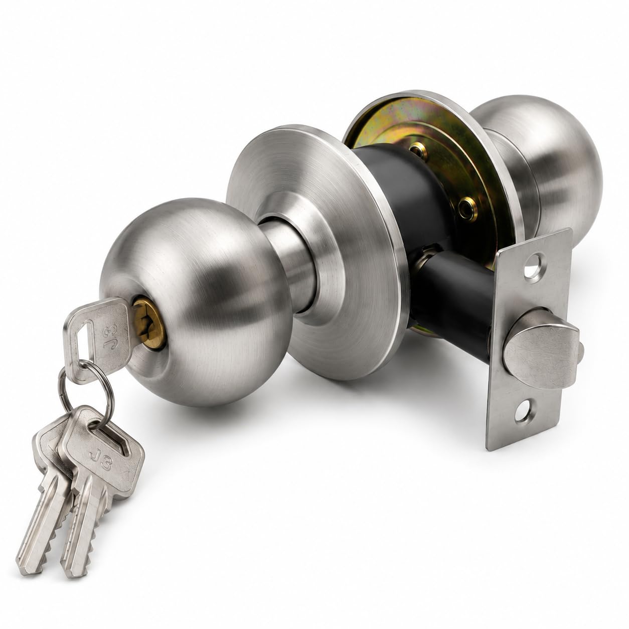 iALPHA J3 Stainless Steel Door Lock - Cylindrical Lock with 3 Keys/Tubular Door Knob/Lock for Main Door/Bedroom (Matt)-image-6