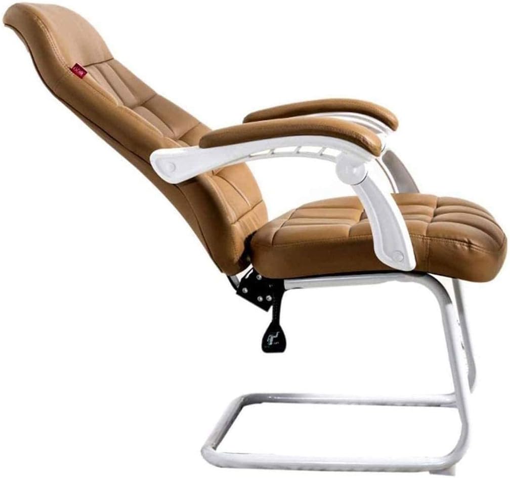 NXYJD Grandes Alto Ejecutivo Silla de Oficina con Respaldo Alto Comodidad el día ergonómico Soporte Lumbar, con Cuero (Color : Brown)