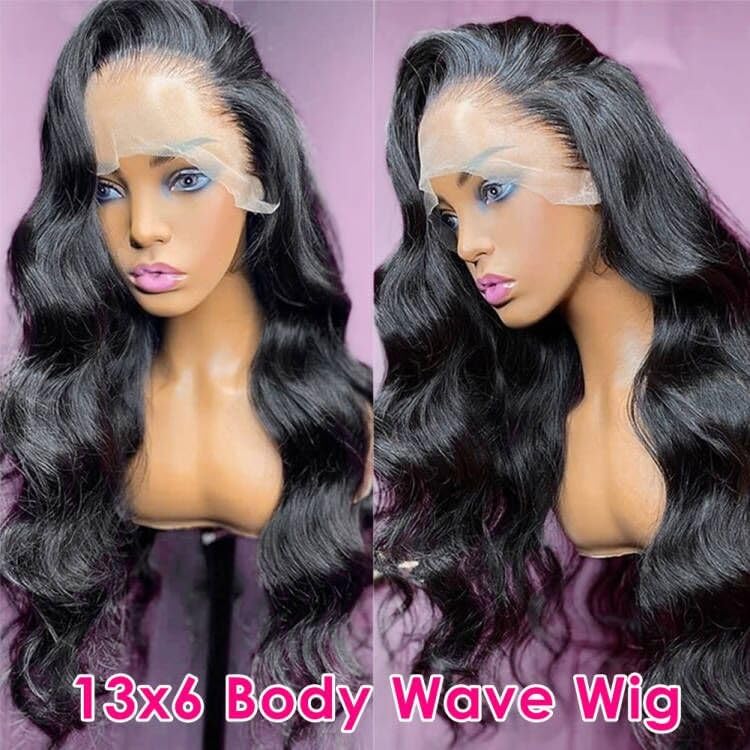 Image of Pizazz 13x6 HD Lace Front Wigs Human hair Pre Plucked Pre Bleached 180 Density Brazilian Body Wave Frontal Wigs Human Hair with Baby Hair Natural Hairline 22Inch