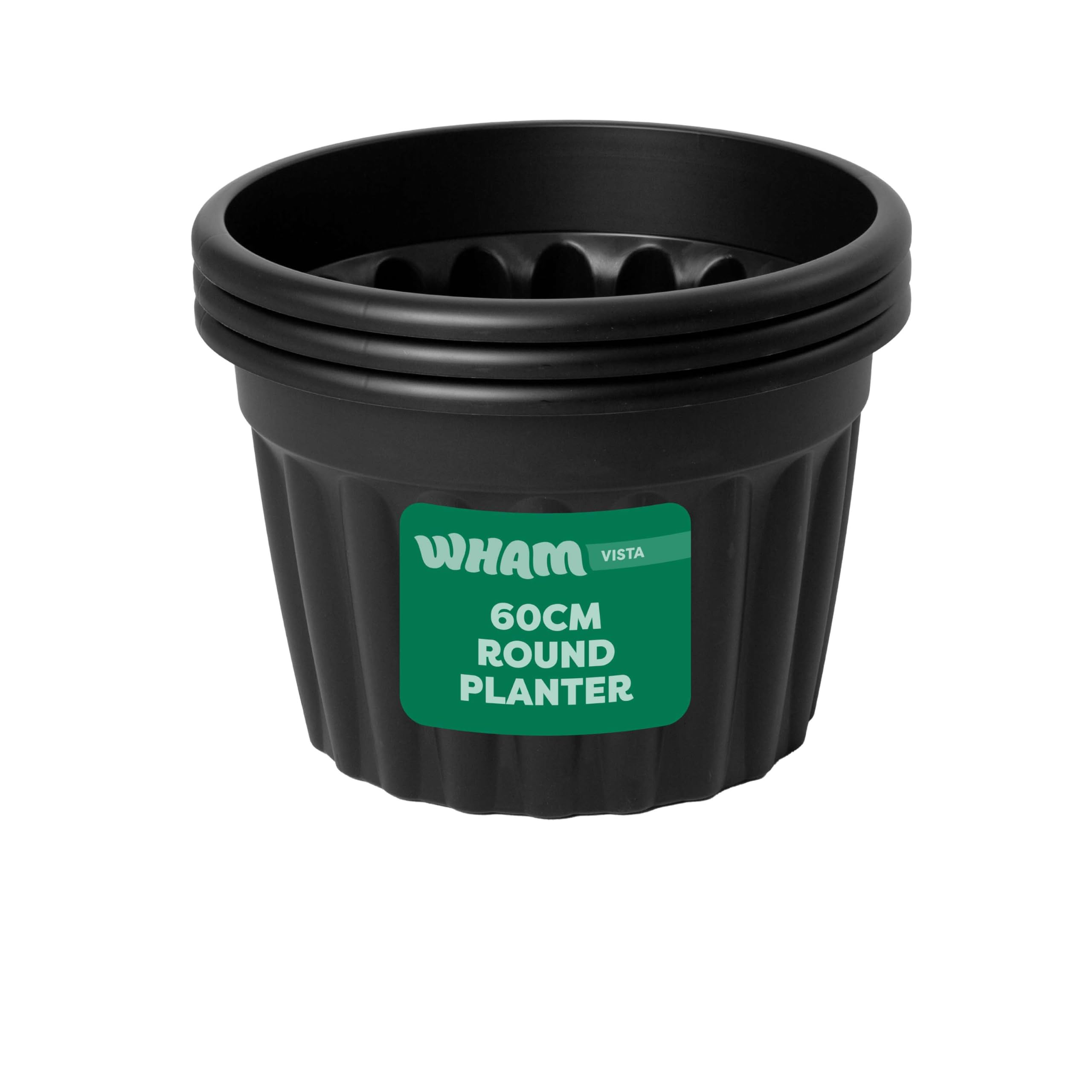 Wham 3x60 cm Round Planter Black Plastic