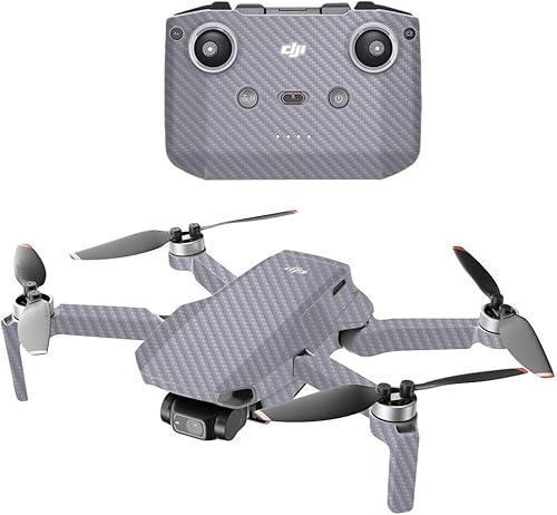 MightySkins - Drone portátil de fibra de carbono compatible con DJI Mini 2, color gris sólido, acabado de fibra de carbono texturizado protector,