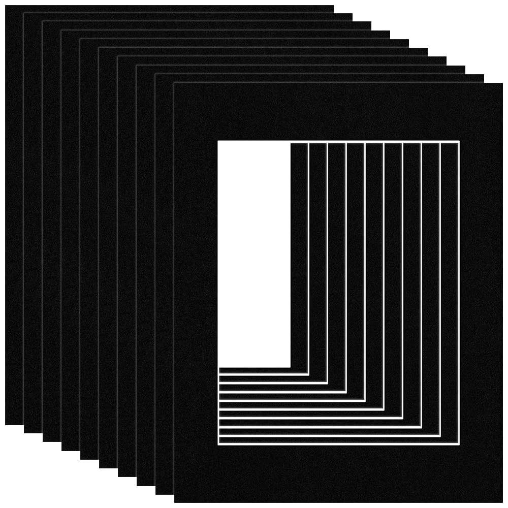 Procut Global 14x11" Black Picture Mounts Board to Fit 8x10" Aperture Size - Photo Mount Card Ideal for Prints, Artwork, Crafts & Certificates - Sizes & Colors Available - Pack of 10 — image 1