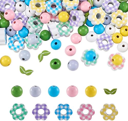 Miniatura 132 de Cheriswelry 240 cuentas de madera natural teñidas de 0.472 in, 16 a 0.669 in, cuentas de madera para decoración de manualidades, cuentas de madera