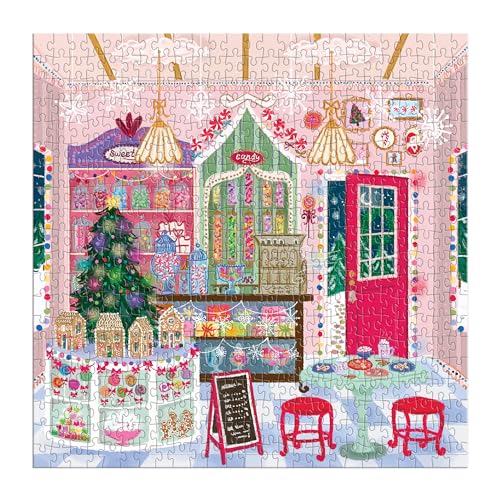 Galison - Rompecabezas Gingerbread Cottage de 500 piezas para adultos con caja en forma de casa, Navidad, papel reciclado, tamaño terminado 20" x 20" miniatura 2