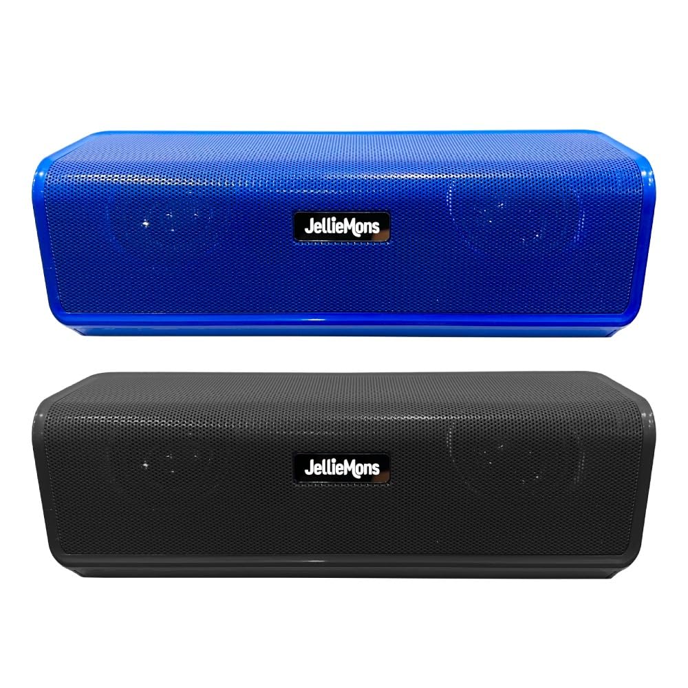 JellieMonsWireless Bluetooth Spekaers, TF/Micro SD, USB, FM Radio, 2200 mAh, HiFi Sound - SP-110 (Black+Blue)