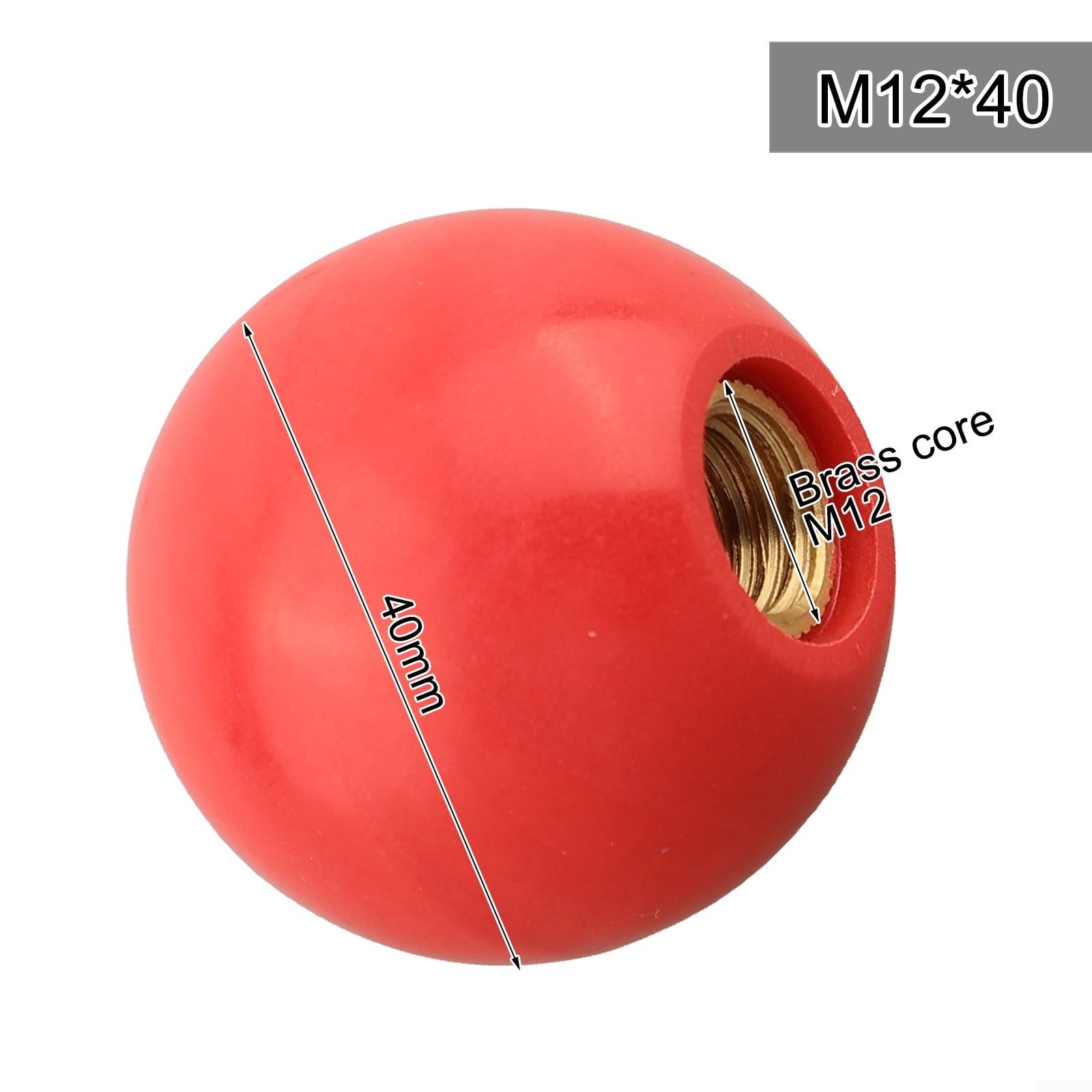 Dado a sfera con impugnatura per macchina utensile con bachelite e anima in ottone, funzionamento regolare e accurato per diversi macchinari industriali come tornio e attrezzature in vetro (M12-40Red)