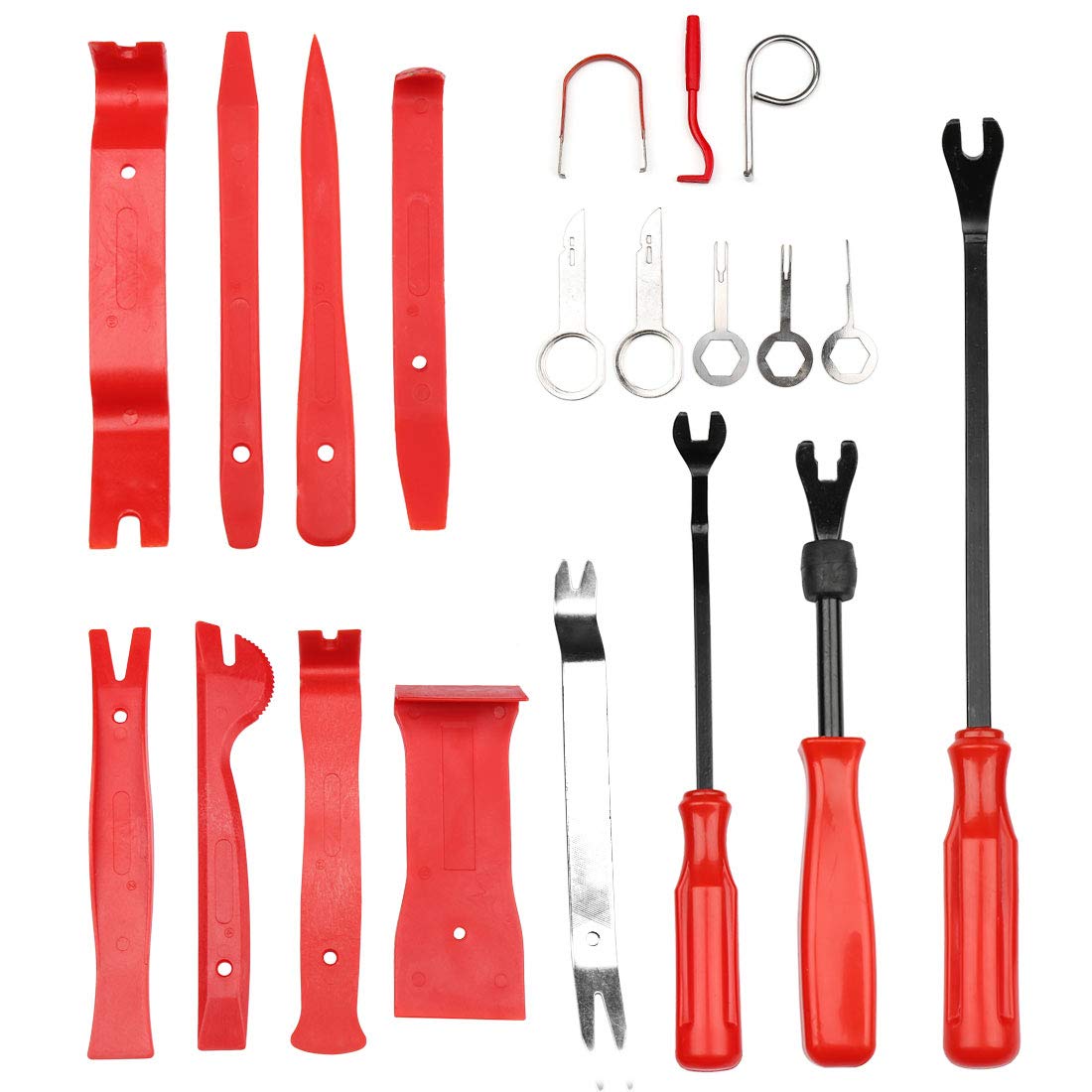 sourcing map Trousse à outils de démontage garniture voiture radio audio tableau Nylon Rouge