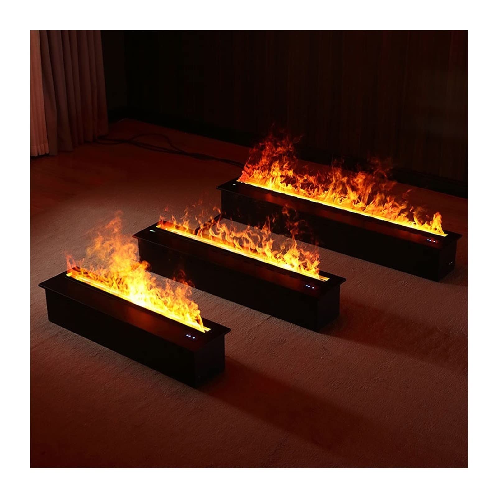 NEBE Camino a Vapore Acqueo Camino Elettrico da Incasso in Acciaio Inox con Pannello Touch 3D Touchable Flame E Telecomando Caminetti Elettrici